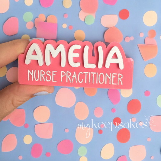 Personalised Occupation Badge | Curvy Style Font